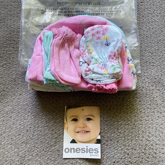 Newborn Hats & Mits 0-6 Months Baby Girl Pink 6 pack NWT - Picture 2 of 6